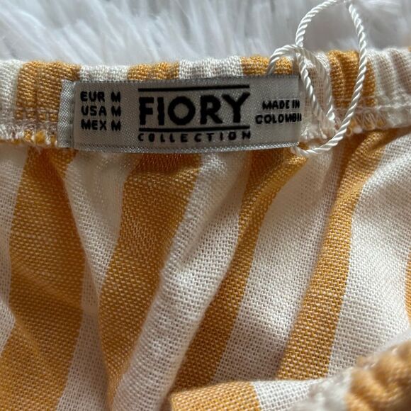 Fiory Off the Shoulder Top Striped Cotton Womens Size Medium - Picture 4 of 5